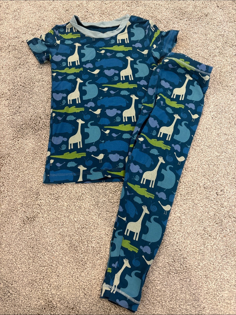 Kickee Pants toddler blue safari Pajamas 3T